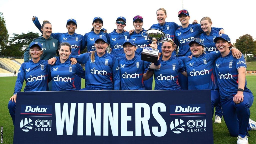 England with the ODI series trophy