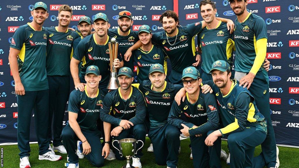 Australia with the T20 series trophy