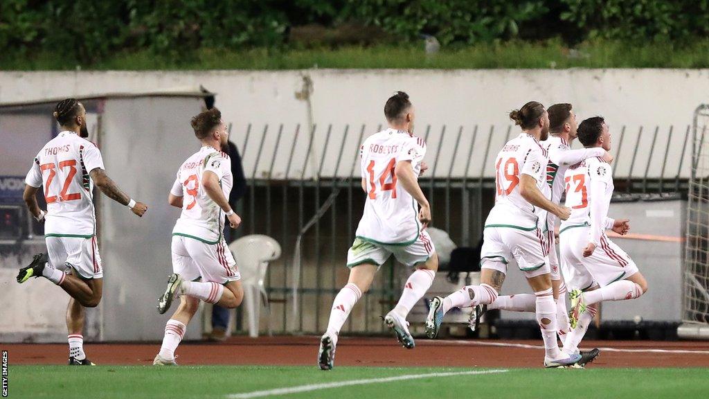 Wales players celebrate