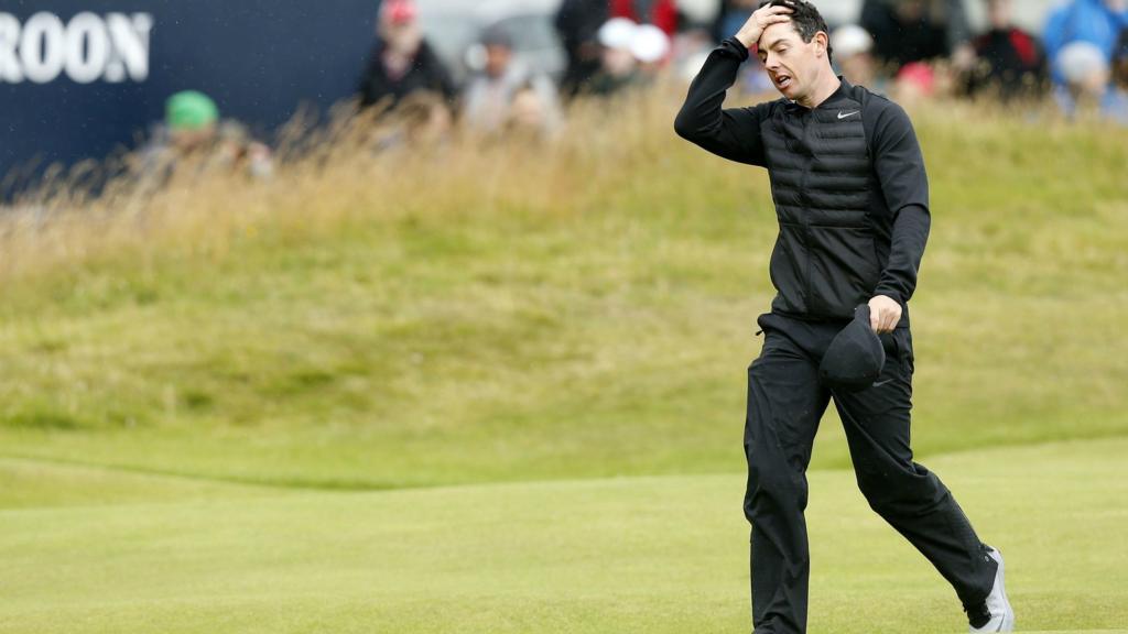 Rory McIlroy looks frustrated