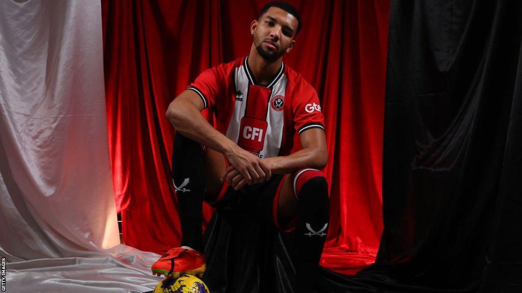 Mason Holgate in a Sheffield United shirt