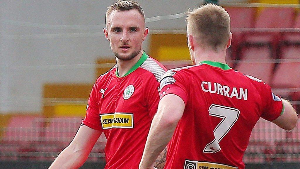 Cliftonville goalscorers Jude Winchester and Chris Curran