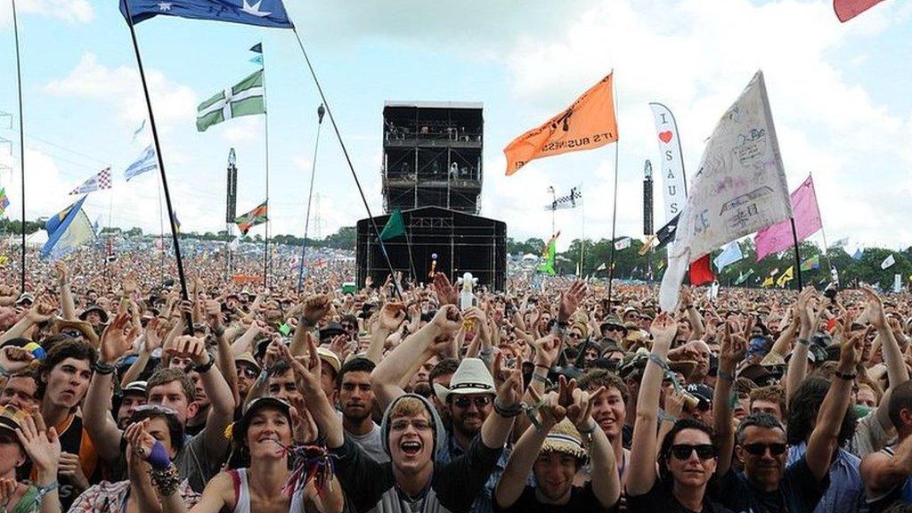 A crowd at Glastonbury Festival