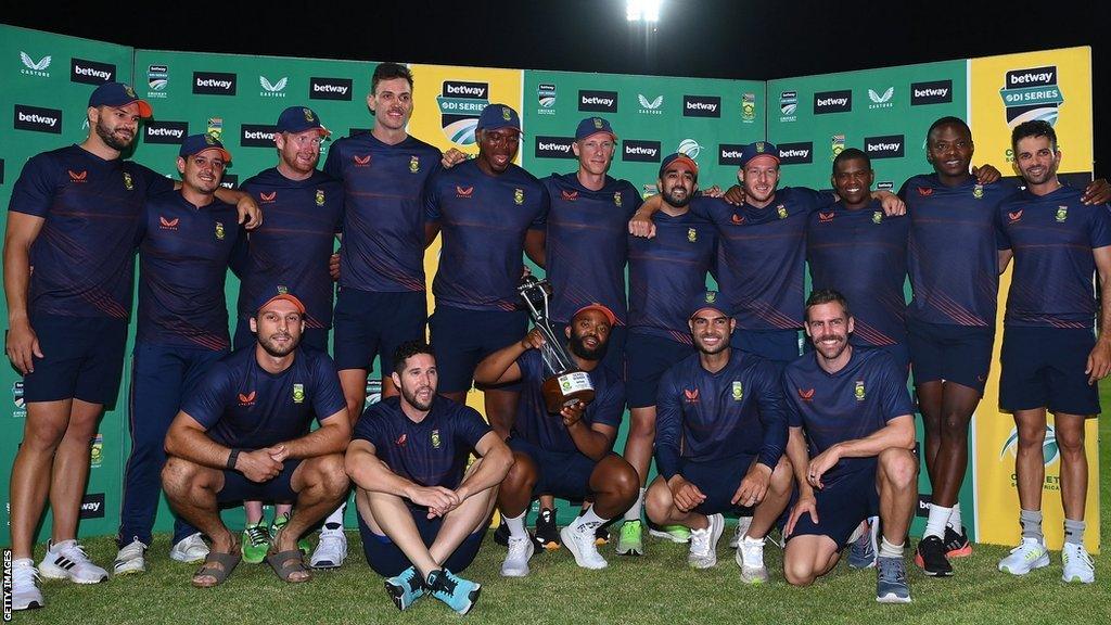 South Africa with the ODI series trophy