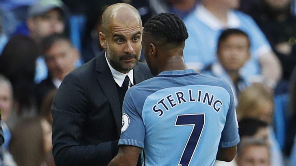 Pep Guardiola and Raheem Sterling