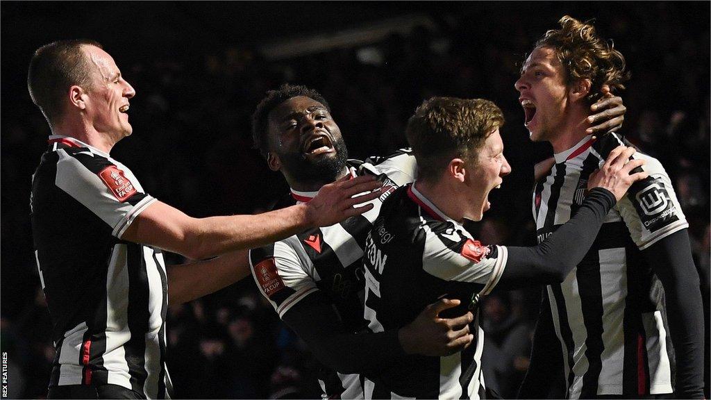 Grimsby celebrate Danilo Orsi's strike