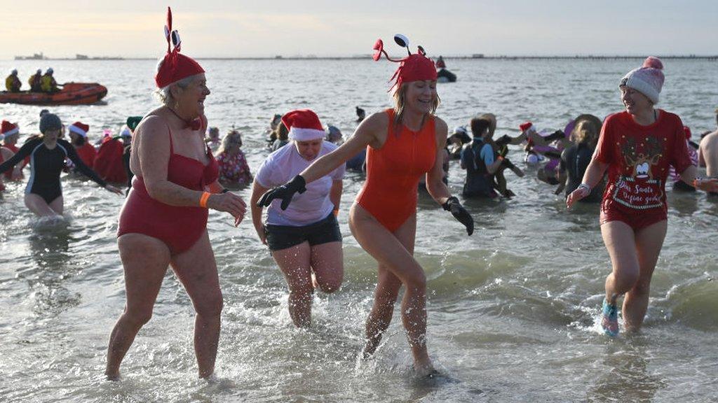 Women taking part in Boxing Day dip