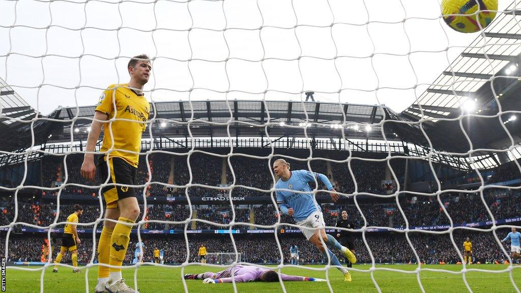 Erling Haaland scores for Manchester City