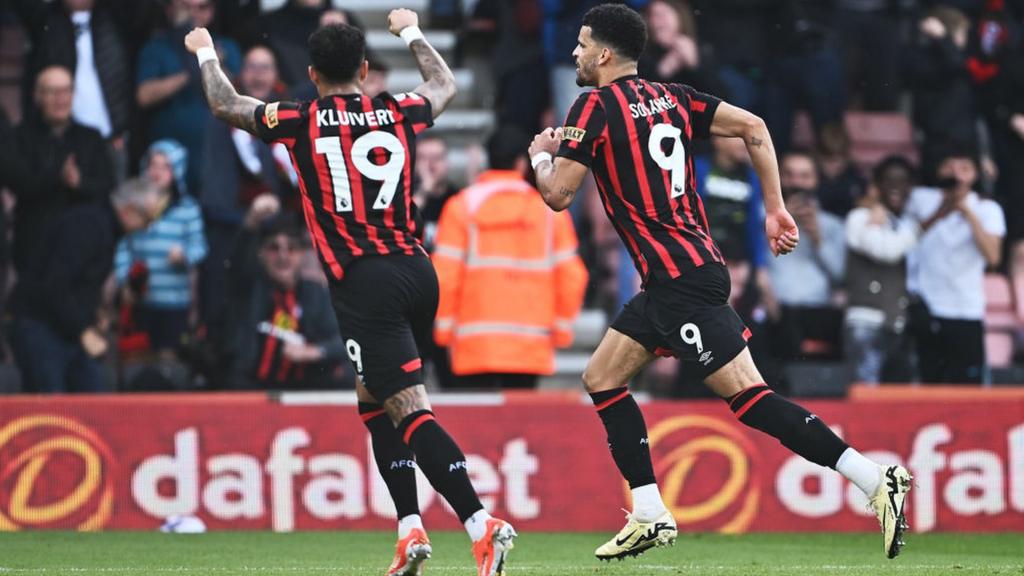 Dominic Solanke celebrates