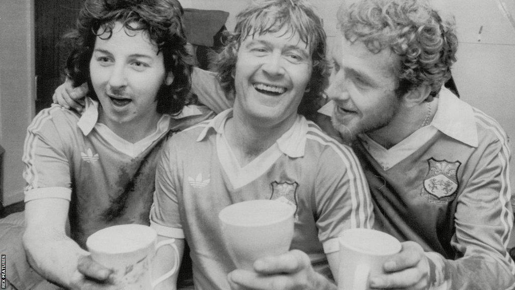 Mickey Thomas (left) with Wrexham team-mates Dixie McNeil and Graham Whittle in 1978.