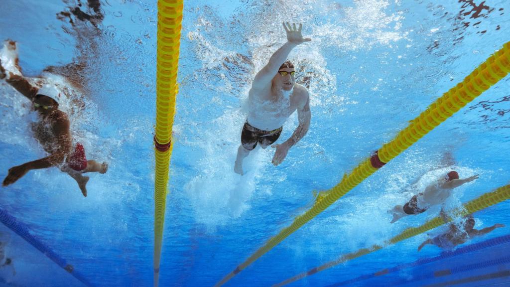 Swimmers competing in Friday's heats