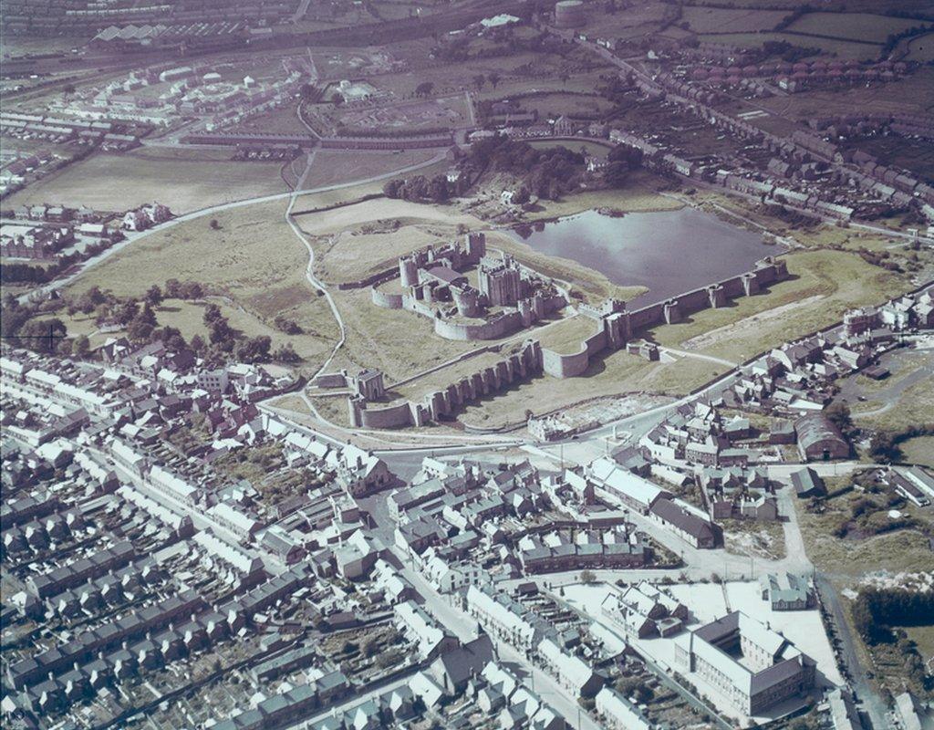 Caerphilly Castle, Glamorgan, on 26 July 1948