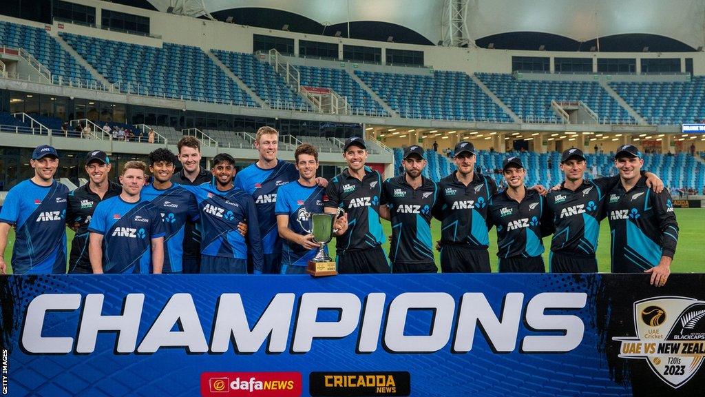 New Zealand with the T20 series trophy