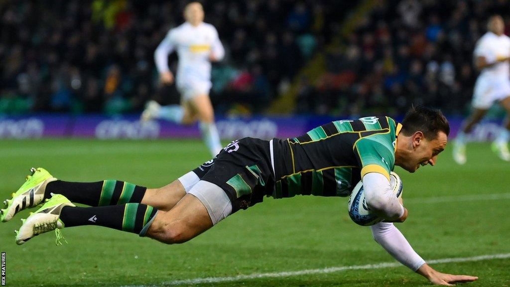 Alex Mitchell playing for Northampton Saints