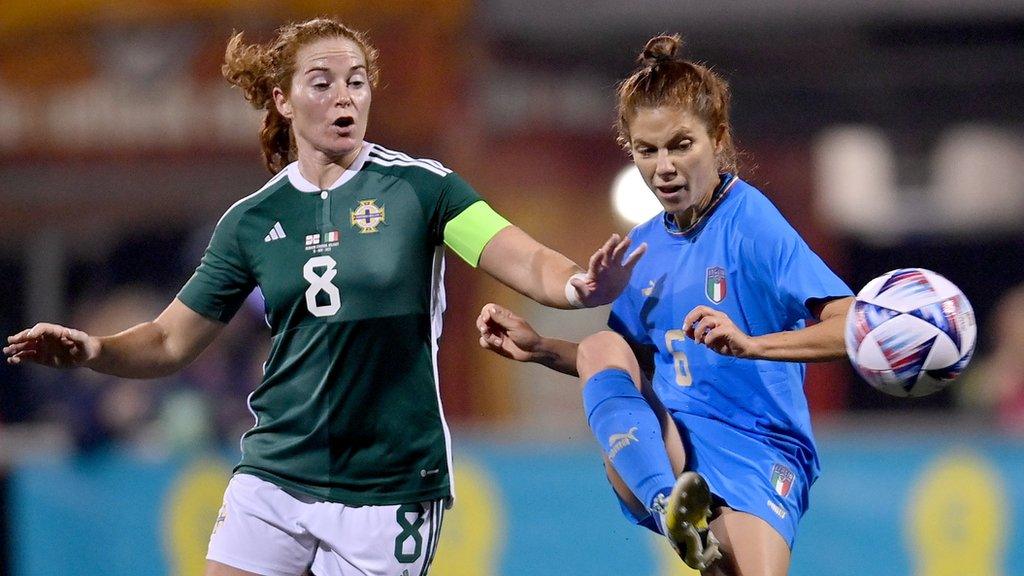 Callaghan in action for Northern Ireland against Italy