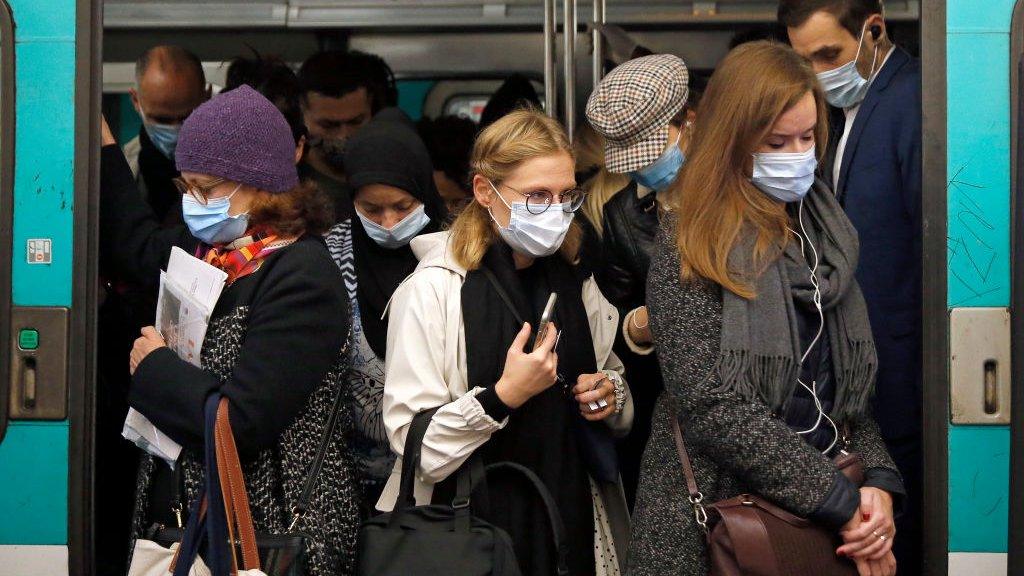 Crowded metro station in Paris, France