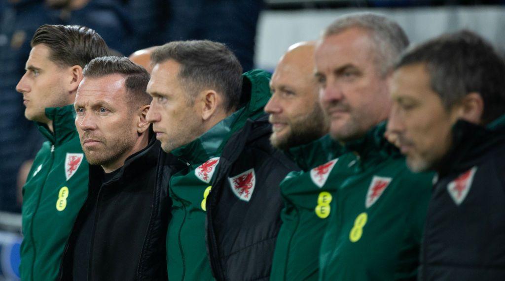 Bellamy with backroom staff (l-r) Piet Cremers, Andrew Crofts, James Rowberry, Martyn Margetson and Ryland Morgans 