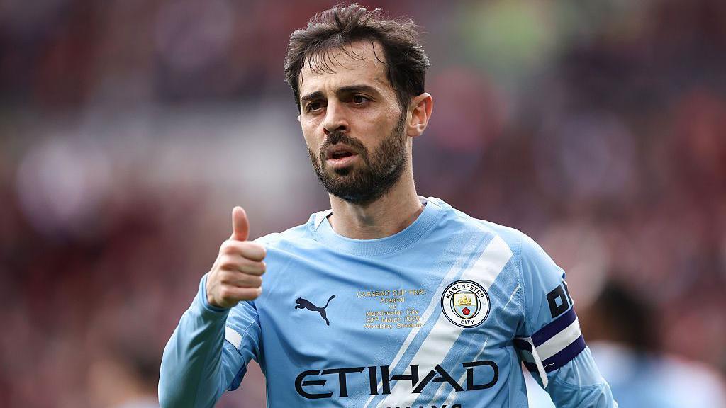 Bernardo Silva of Manchester City during the Carabao Cup Final match Arsenal and between Manchester City at Wembley Stadium on March 22, 2026 in London, England. 