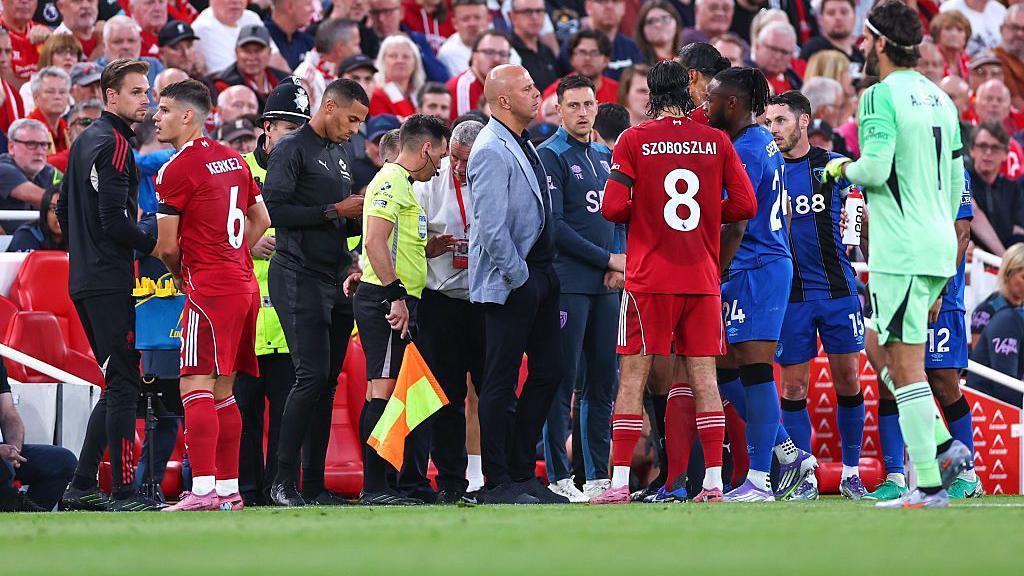 Liverpool playing against Bournemouth in the opening game of the Premier League