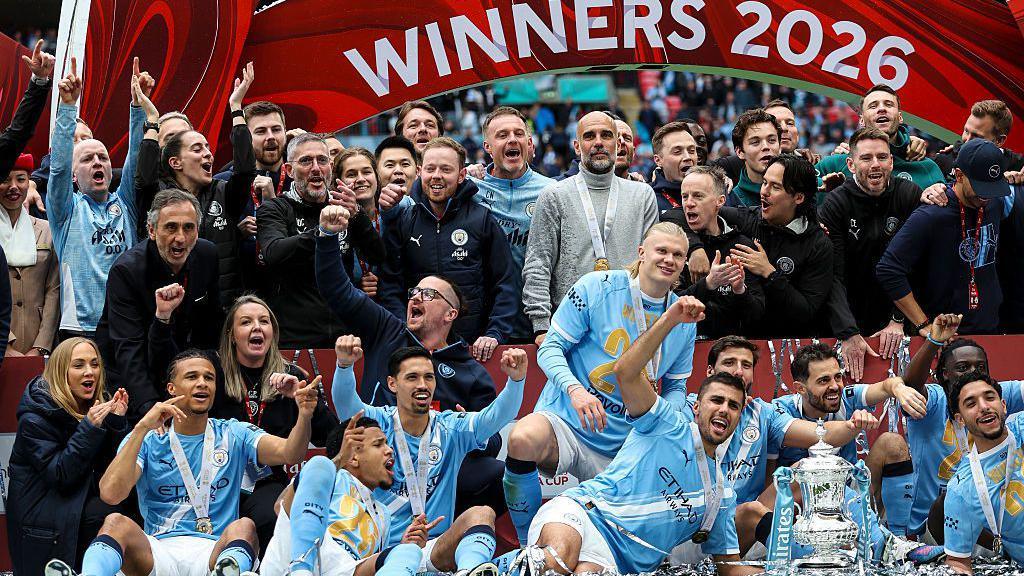 Manchester City celebrate winning the 2026 FA Cup
