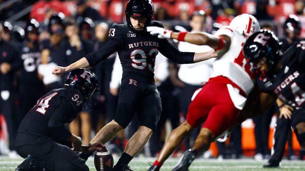 Jude McAtamney in action for Rutgers University against the Nebraska Cornhuskers.