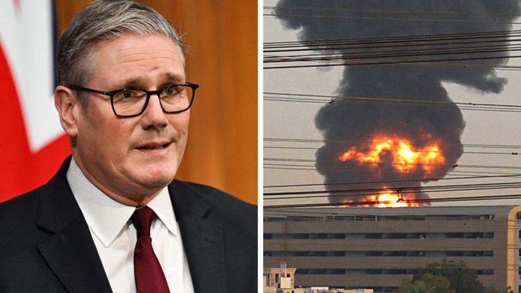 Starmer and explosion in Dubai composite 