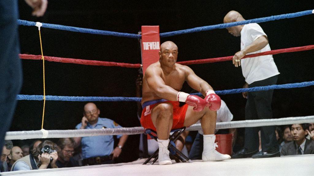 Foreman sat inside the ring