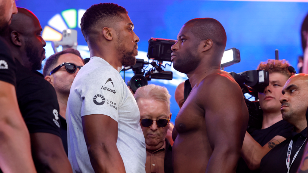 Anthony Joshua faces off with Daniel Dubois 