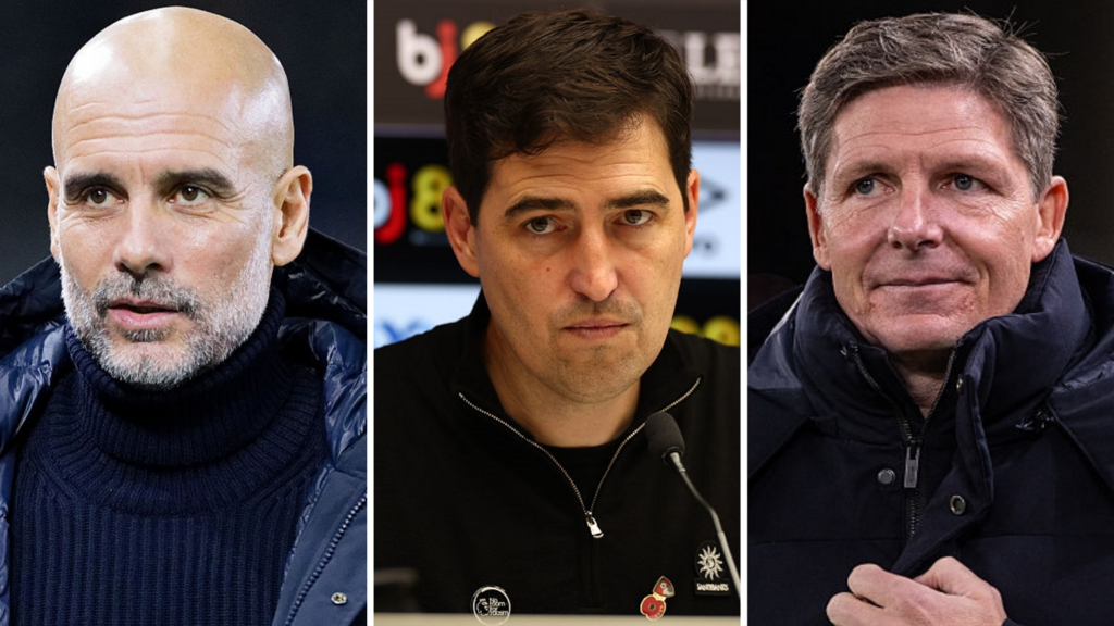 Pep Guardiola, Andoni Iraola and Oliver Glasner