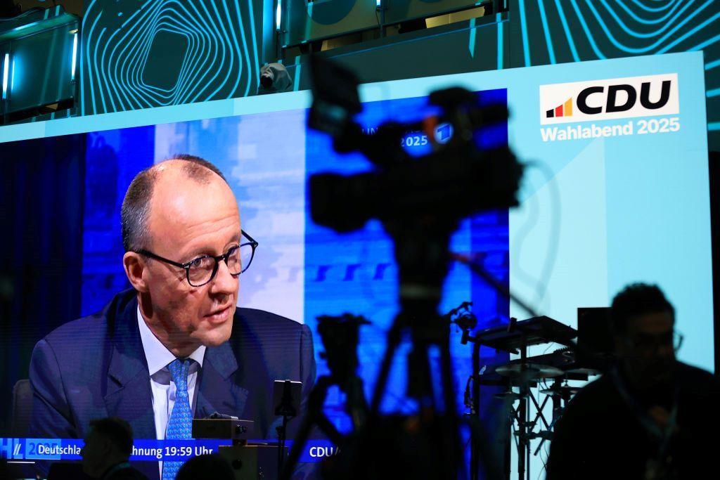 Germany's new Chancellor Friedrich Merz at his party's election night event in Berlin