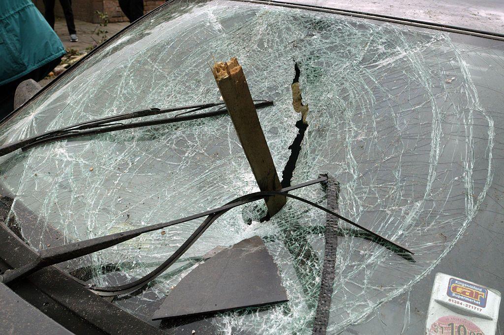 Smashed car windscreen