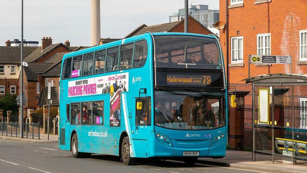 Arriva double-decker ADL Enviro400 bus service 79 to Halewood, Brownlow Hill, city center of Liverpool, England, UK. 