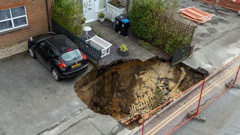 Sinkhole next to a house 