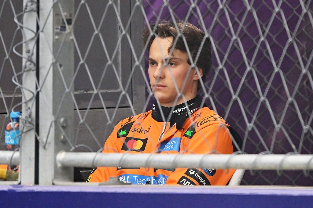 Oscar Piastri sat looking glum after crashing out of the Azerbaijan Grand Prix