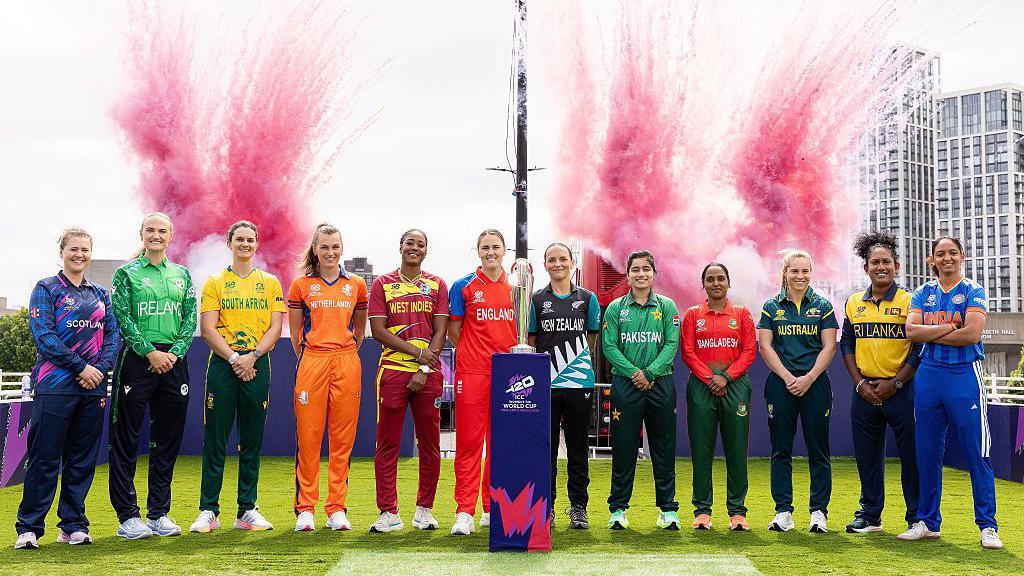ICC Women's T20 World Cup Captains stood together.