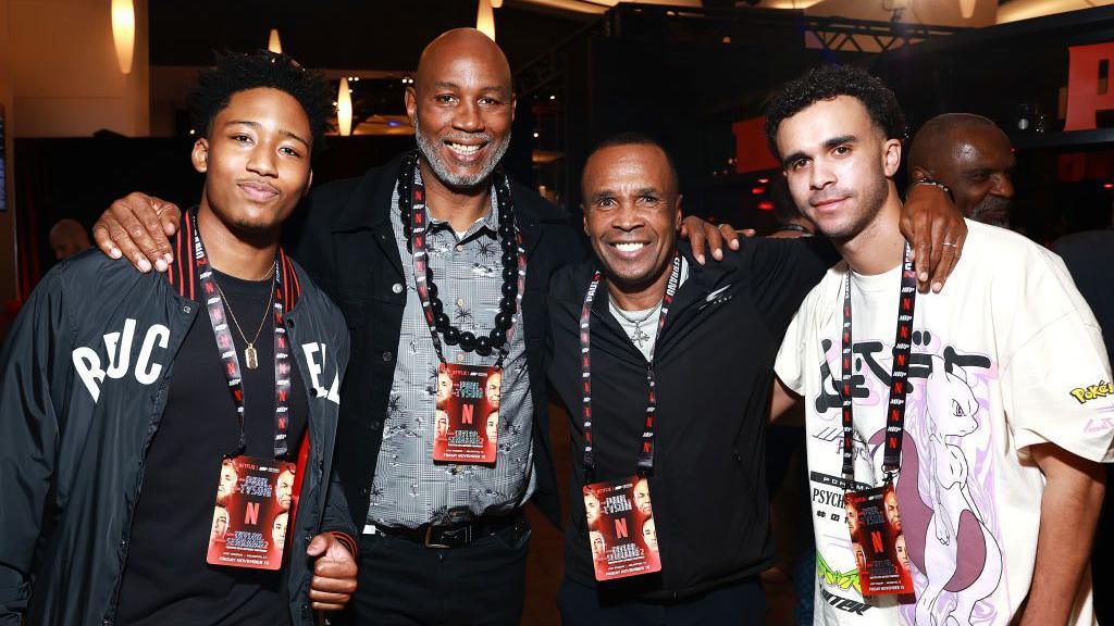 Landon Lewis, Lennox Lewis, Sugar Ray Leonard and Daniel Ray Leonard