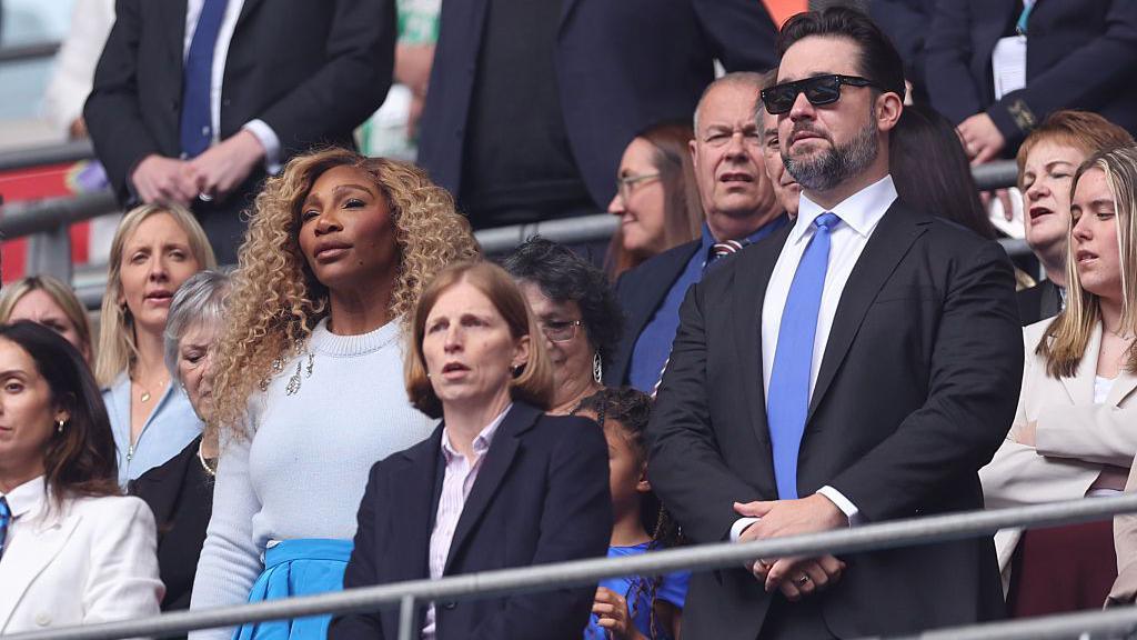 Chelsea co-owner Alexis Ohanian and Serena Williams watch the women's FA Cup final at Wembley