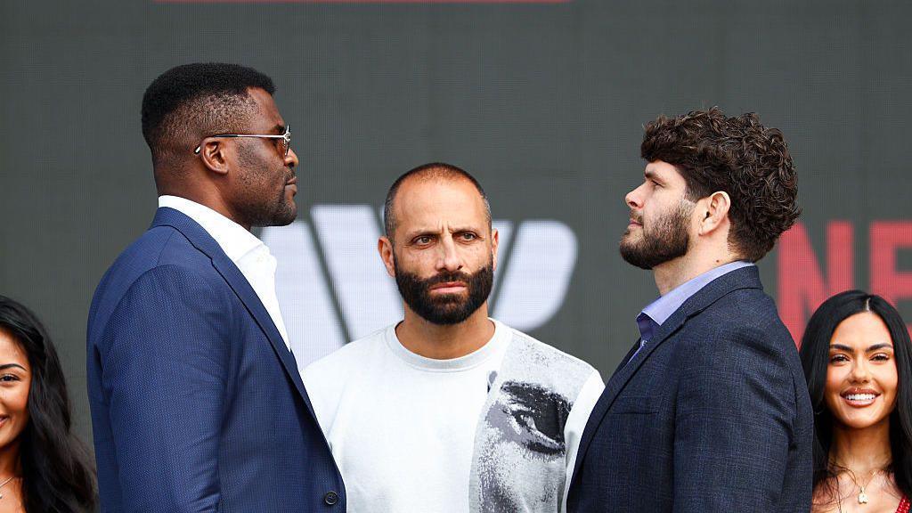 Francis Ngannou and Philipe Lins face off
