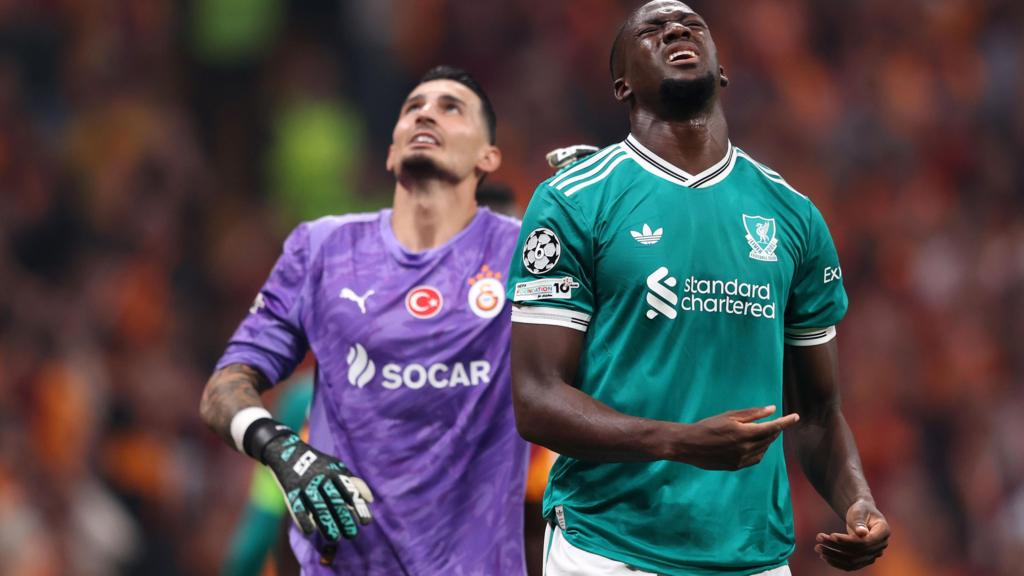 Ibrahima Konate looks dejected after Liverpool's defeat at Galatasaray
