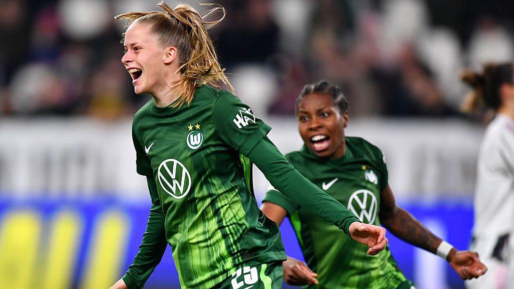 Wolfsburg celebrate a goal