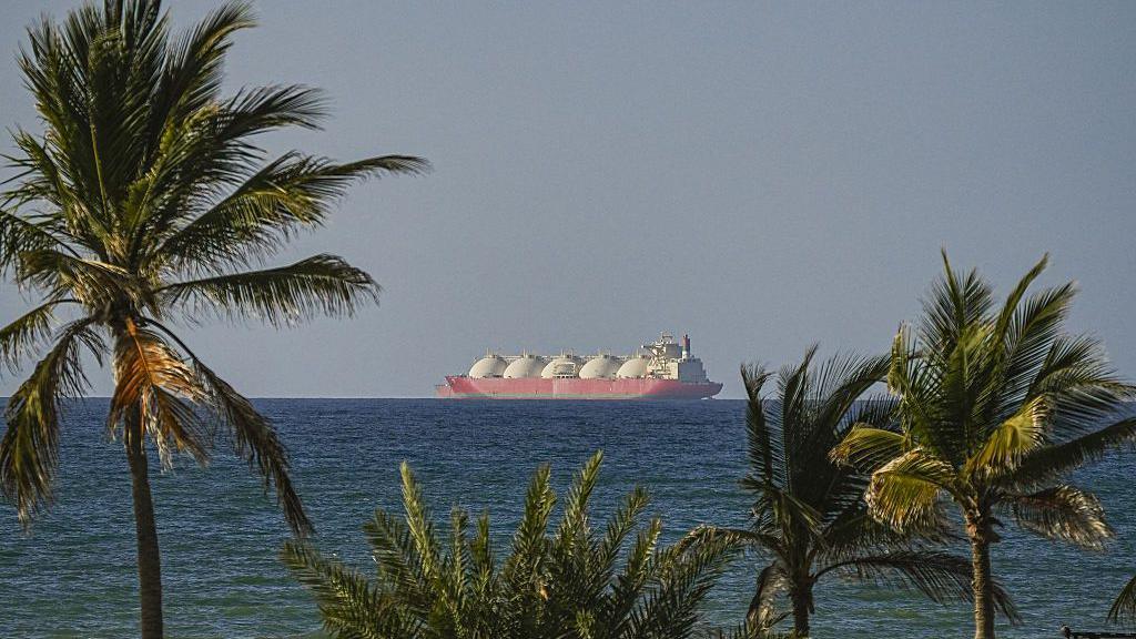 A tanker transits through the Strait of Hormuz