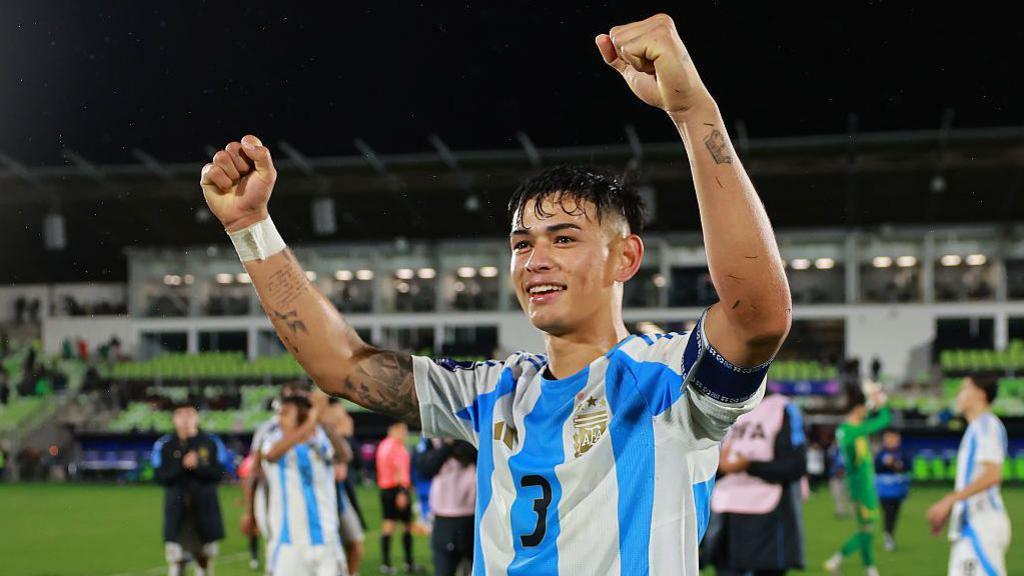 Julio Soler celebrates win with Argentina under-20s