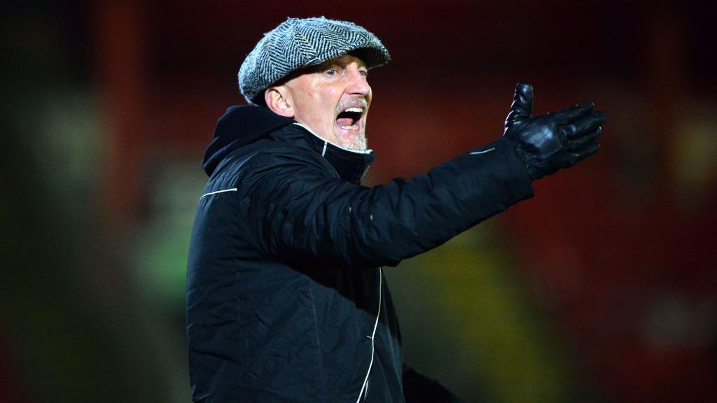 Ian Holloway issues instructions to his players as Grimsby Town took on Leicester City under-21's