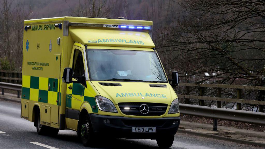 A view of staff from the Welsh Ambulance Service Trust answering an emergency call on March 18, 2023 in Abercarn, Wales. 