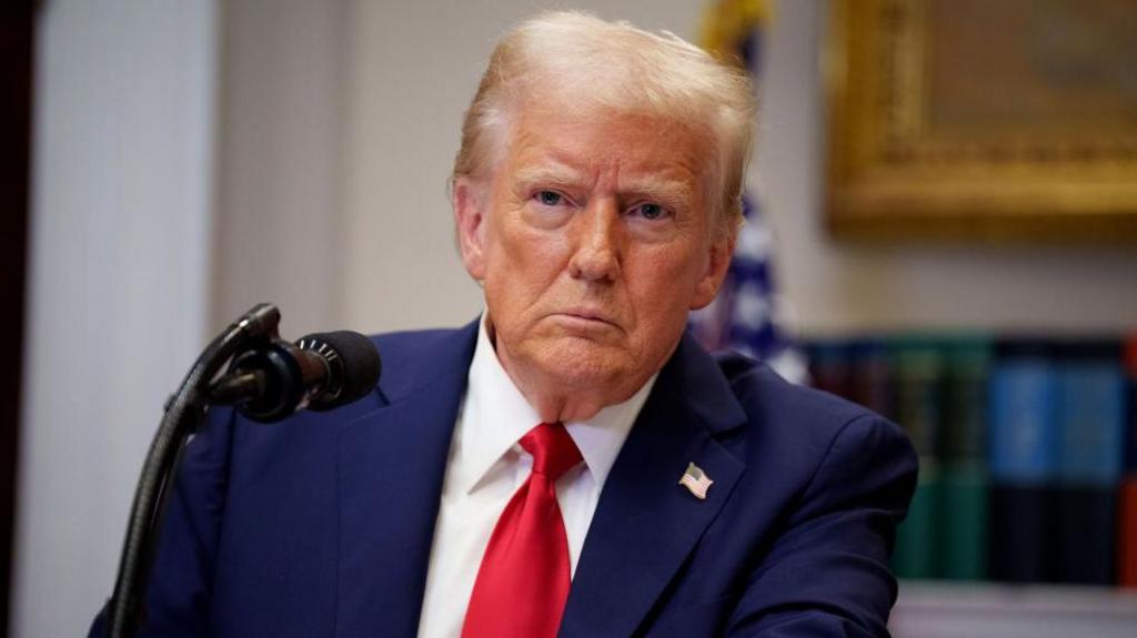 U.S. President Donald Trump takes a question from a reporter during a news conference in the Roosevelt Room of the White House on January 21, 2025 in Washington, DC. 