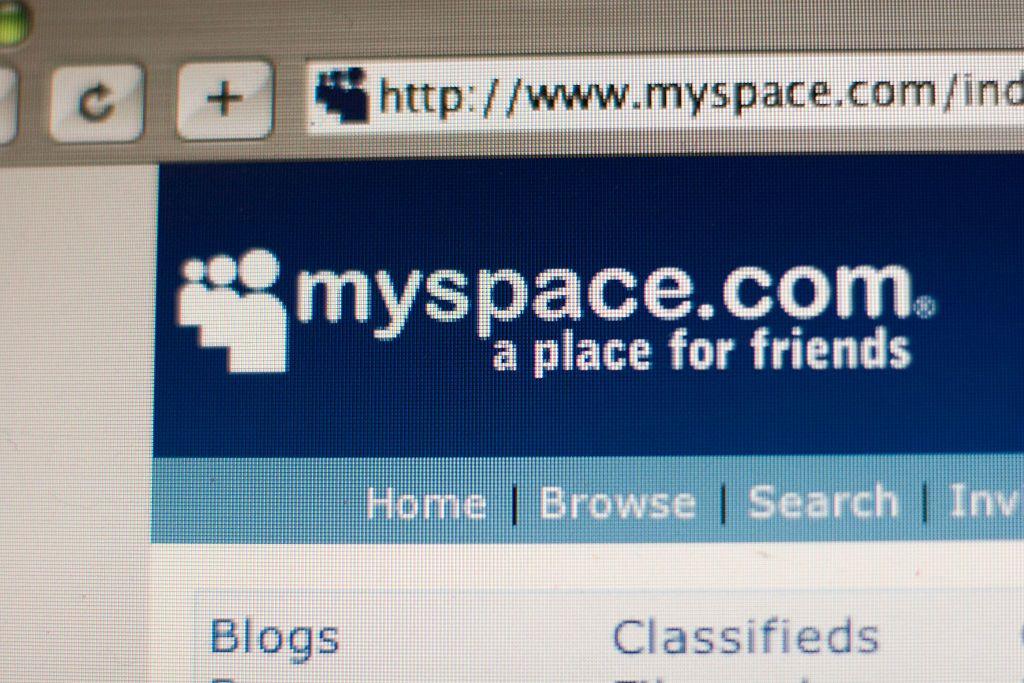 Home page of the popular internet networking site, MySpace. 

