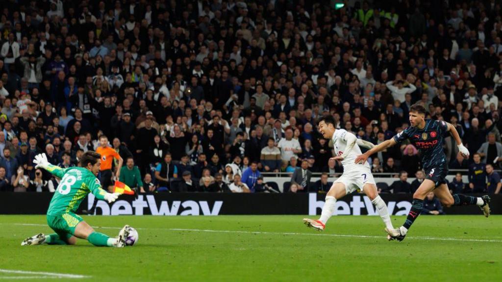 Manchester City substitute keeper Stefan Ortega brilliantly denies Son Heung-min