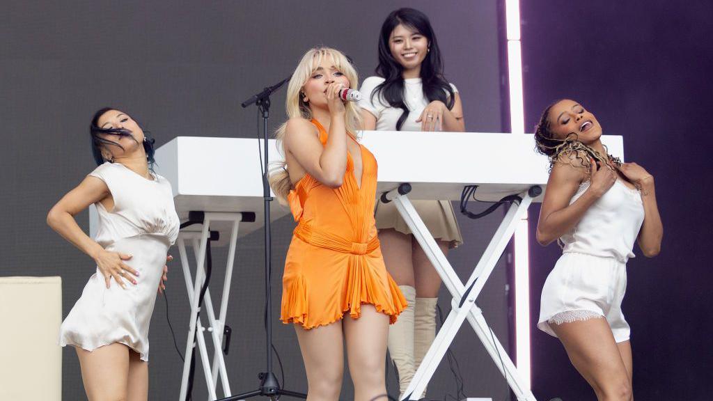 sabrina on stage at glastonbury