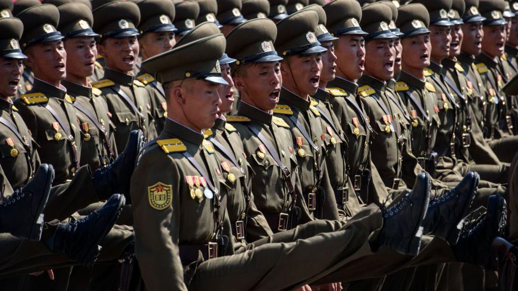 File photo of North Korean soldiers at a mass rally