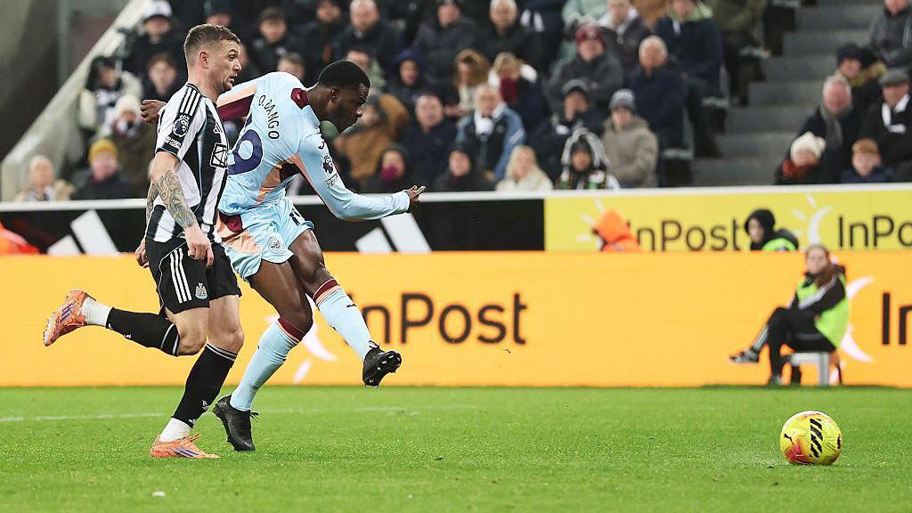 Dango Ouattara scores for Brentford against Newcastle United at St James' Park on 7 February, 2026